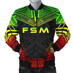 Federated States Of Micronesia Polynesian Chief Men's Bomber Jacket - Reggae Version - Bn10
