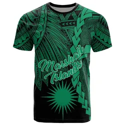 Marshall Islands Polynesian T-Shirt - Tribal Wave Tattoo Green