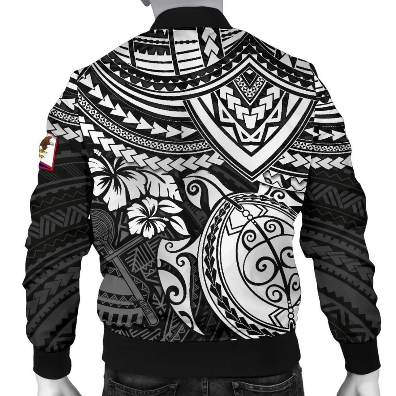 American Samoa Polynesian Bomber Jacket - Black Turtle