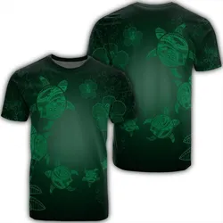 Hawaiian Plumeria Hibiscus Turtle Under Sea Polynesian T-Shirt Green AH