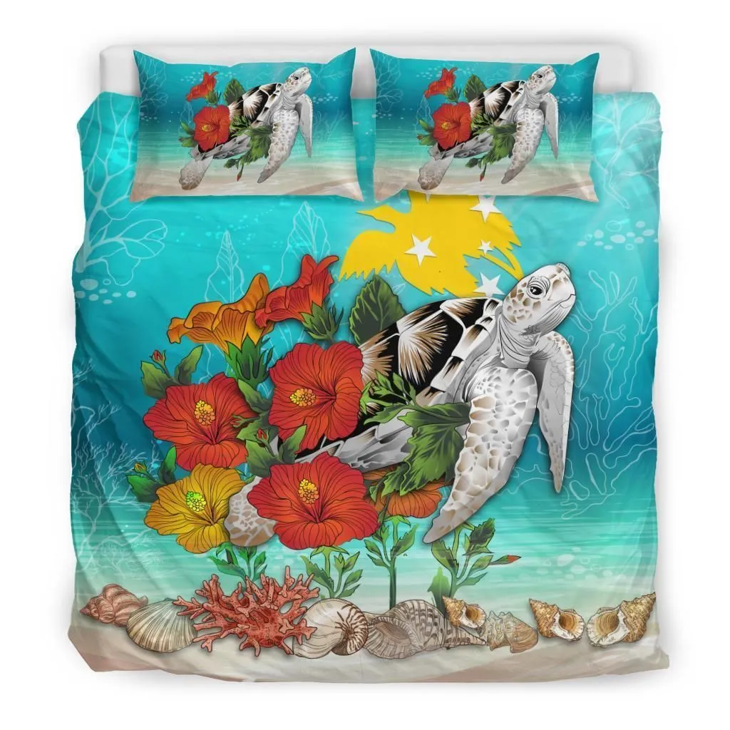 Polynesian Papua New Guinea Ocean Turtle Hibiscus A Bedding Set Camlixs