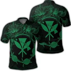 Hawaii Kanaka Turtle Hibiscus Polynesian Polo Shirt - Anthea Style Green - AH