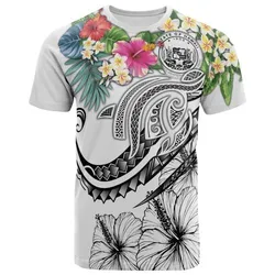 Polynesian Hawaii T shirt - Summer Plumeria White