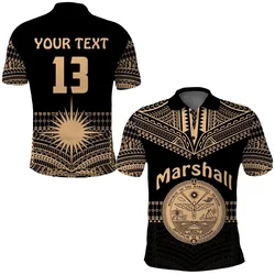 (Custom Text and Number) Marshall Islands Polo Shirt Best Tattoo Version Golden LT13