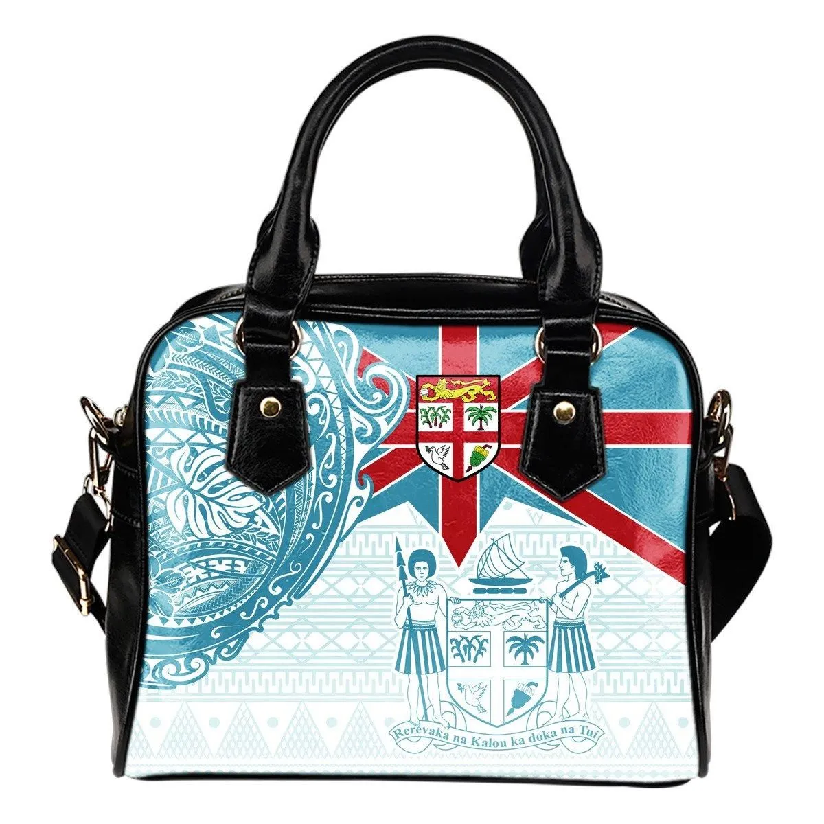 Fiji Polynesian Shoulder Handbag - Fiji Flag With Coat Of Arms
