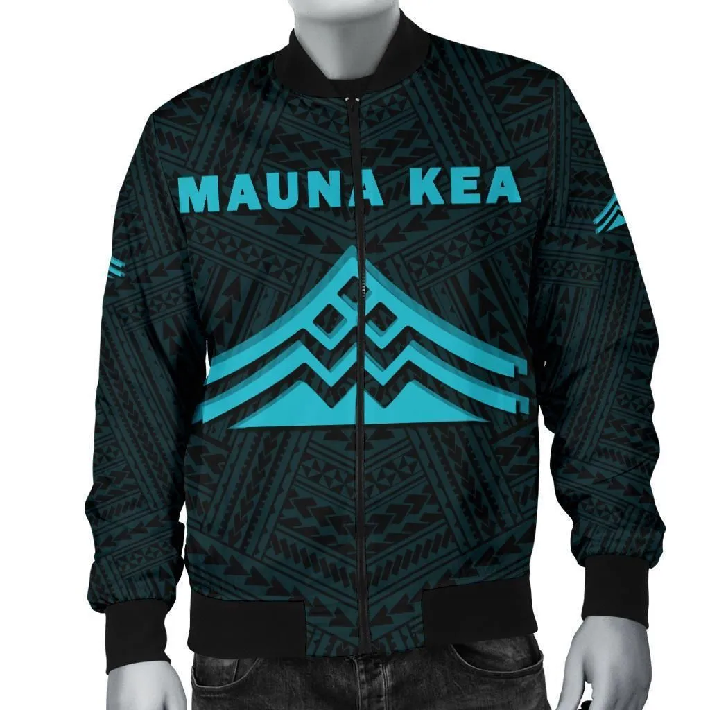 Hawaii Mauna Kea Polynesian Mens Bomber Jacket Blue
