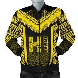 Hawaiian Kanaka Polynesian Mens Bomber Jacket Active Yellow