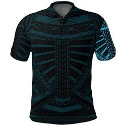 Polynesian Pride Polo Shirt - New Zealand Polo Shirt, Maori Samoan Polynesian Tattoo Golf Blue