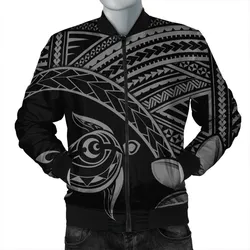 Hawaiian Turtle Plumeria Kakau Polynesian Quilt Bomber Jacket Neo Gray