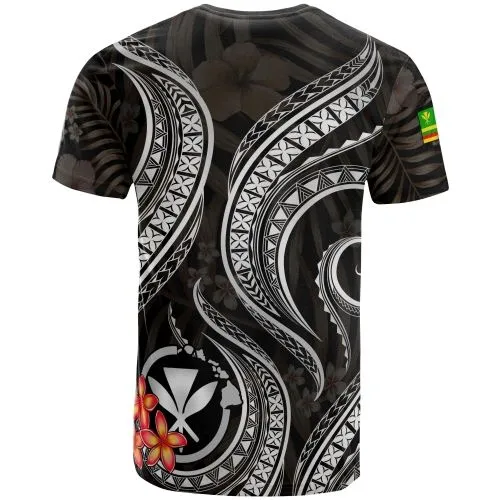 Polynesian Hawaii T shirt - Black Plumeria