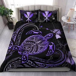 FamilyGater Bedding Set - Cover and Pillow Cases Kanaka Maoli Hawaiian Map - Turtle Polynesian Hibiscus Purple K4