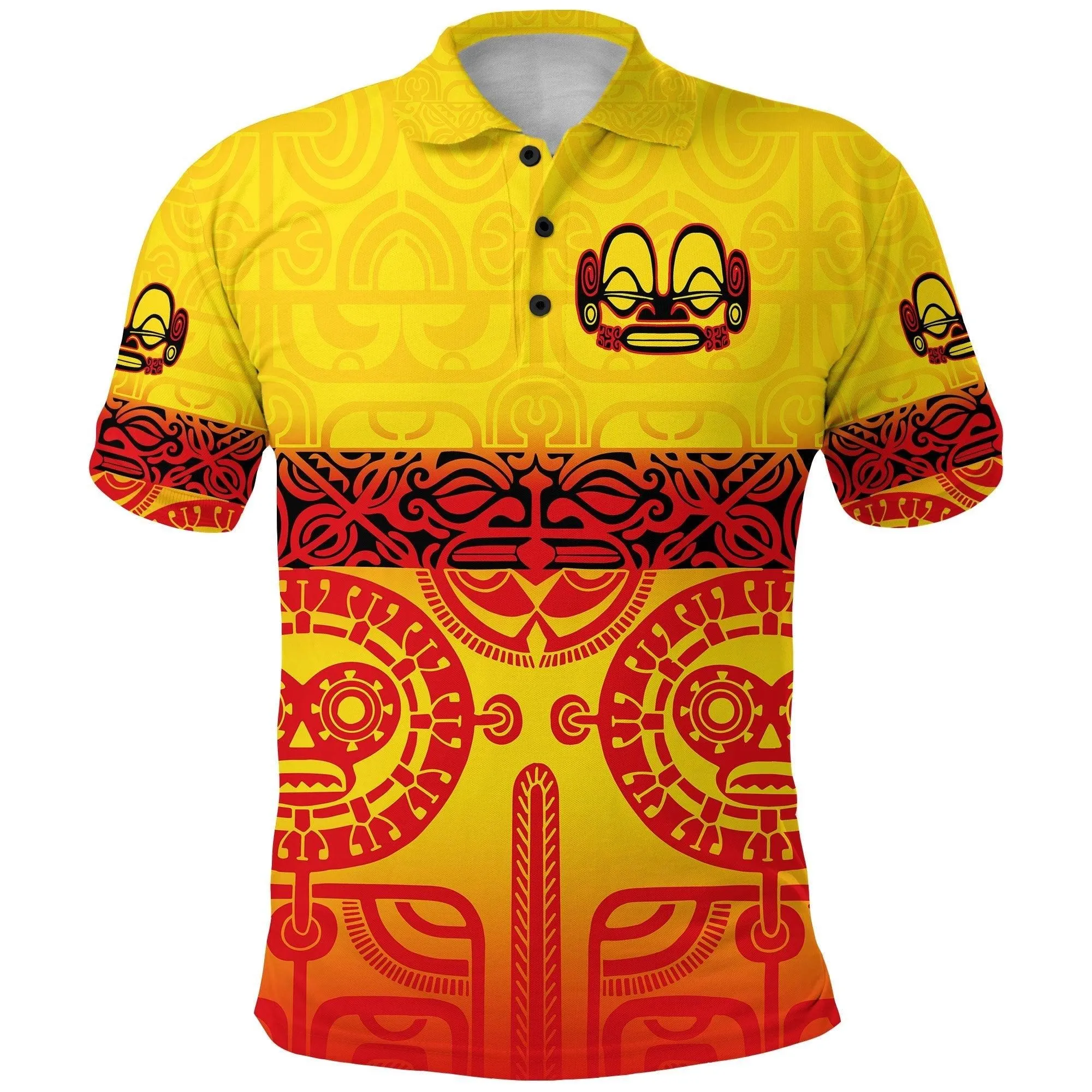 Marquesas Islands Polo Shirt Marquesan Tattoo Special Style - Gradient Yellow LT8