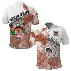 (Custom Personalised) Fiji Tapa Polo Shirt White Fijian Masi Be Loved Hibiscus LT13