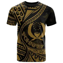 Pohnpei State T shirt - Plumeria Flowers Gold Version