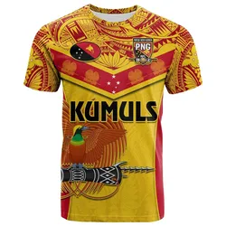 Papua New Guinea Rugby T Shirt PNG Kumuls Bird Of Paradise Yellow LT14