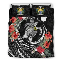 FamilyGater Bedding Set - Cover and Pillow Cases Nauru - Polynesia Map Turtle Hibiscus A24