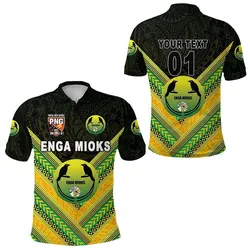 (Custom Personalised) Papua New Guinea Enga Mioks Polo Shirt Rugby Original Style - Black, Custom Text And Number LT8