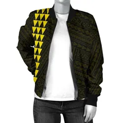 Alohawaii Jacket - Hawaii Kakau Polynesian Turtle Map Womens Bomber Jacket - Yellow - AH - J6