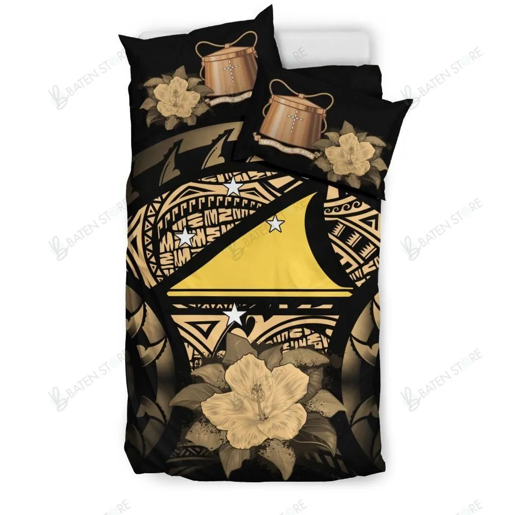 Tokelau Gold Hibiscus Bedding Set Bedroom Decor