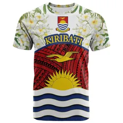 Kiribati Flag Mix Plumeria Frangipanis flower T Shirt - LT20