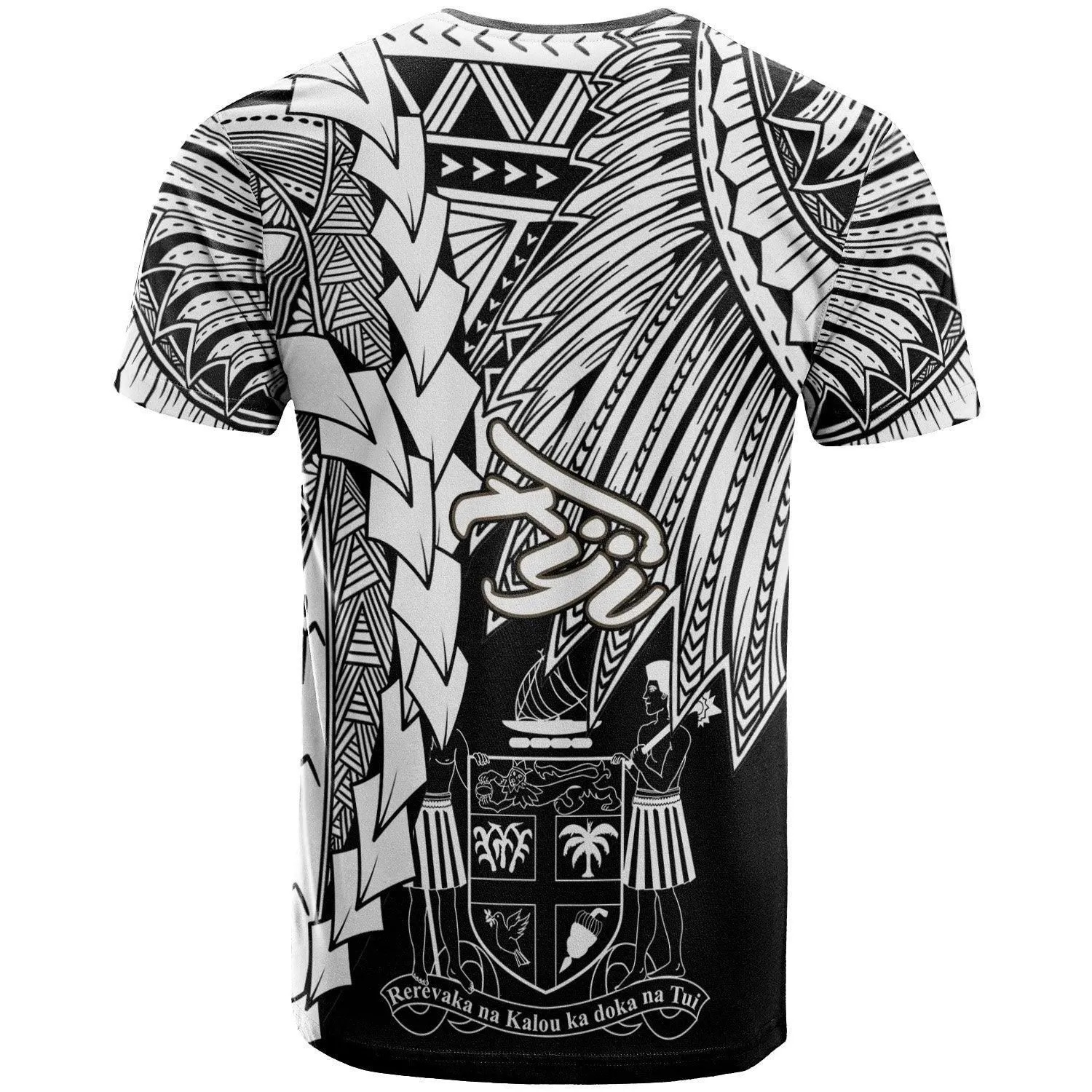 Fiji Polynesian Custom Personalised T-Shirt - Tribal Wave Tattoo White