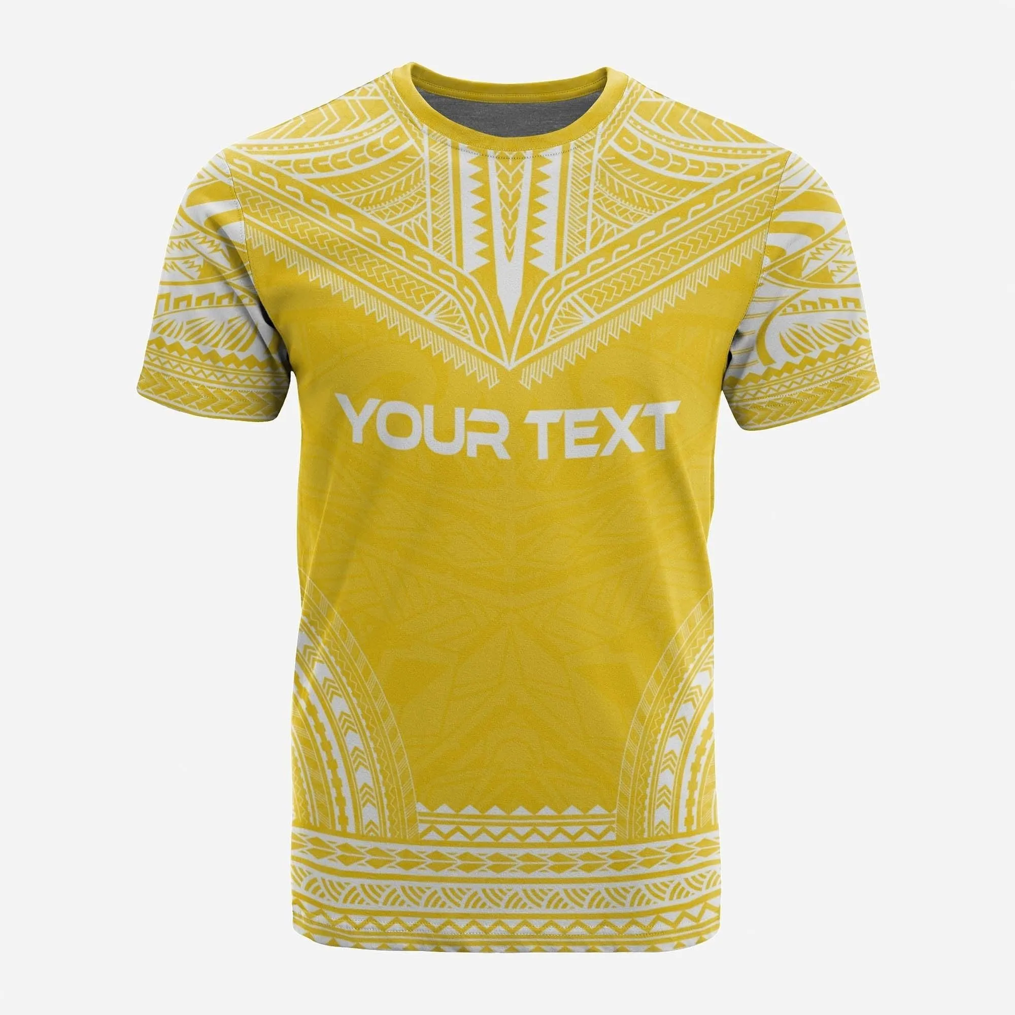 Niue Custom Personalised T shirt - Niue Seal Polynesian Chief Tattoo Yellow Version