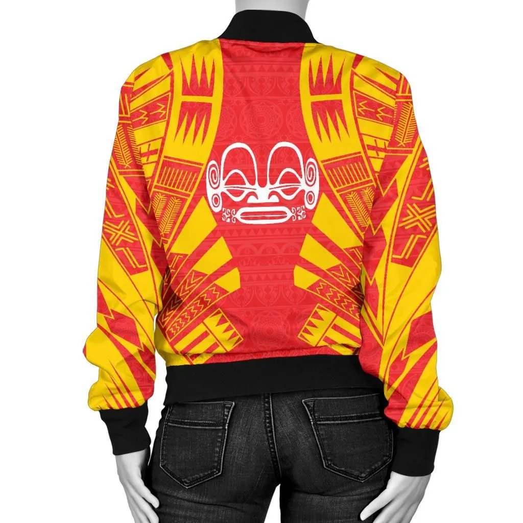 Marquesas Islands Women Bomber Jacket - Polynesian Tattoo Flag - BN0110