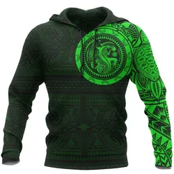 Polynesian Tribal Lizard Tattoo On Chest Green Hoodie Bt11