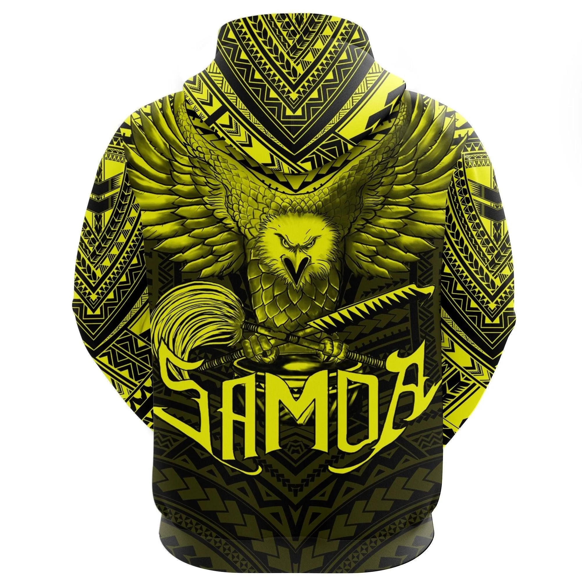 American Samoa Hoodie Eagle Tattoo Style Yellow