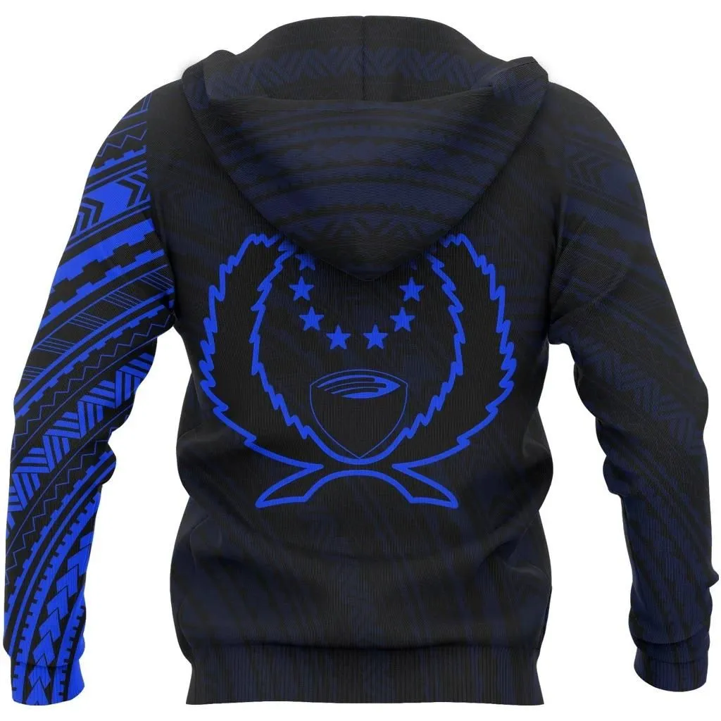 Pohnpei In My Heart - Tattoo Style Hoodie Blue A7