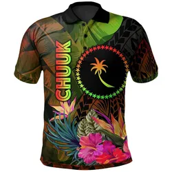 Chuuk Polynesian Polo -  Hibiscus and Banana Leaves - BN15