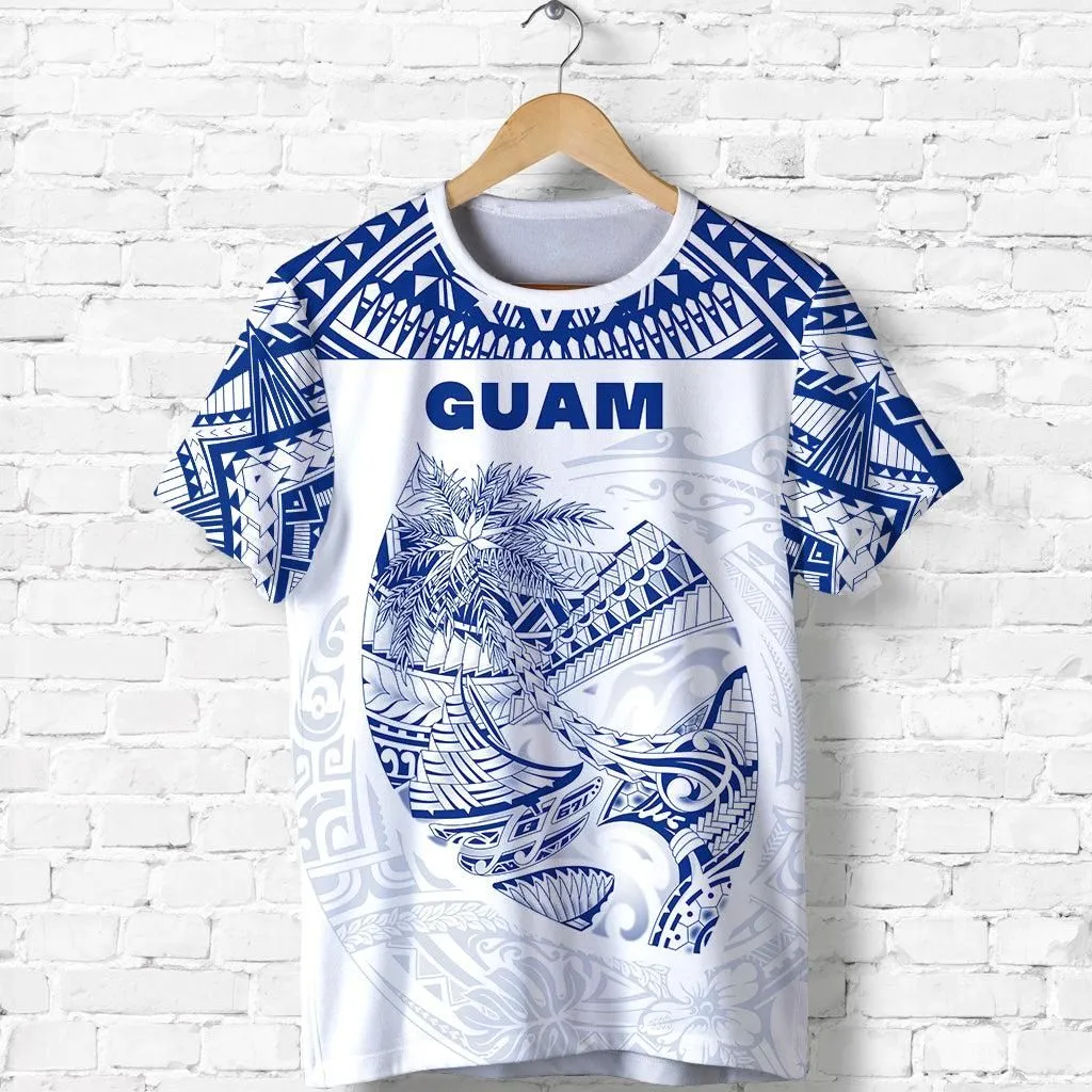 (Custom Personalised) Guam Rugby T-Shirt Polynesian Patterns - Blue LT16