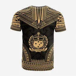 Samoa Custom Personalised T shirt - Samoa Coat Of Arms Polynesian Chief Tattoo Gold Version