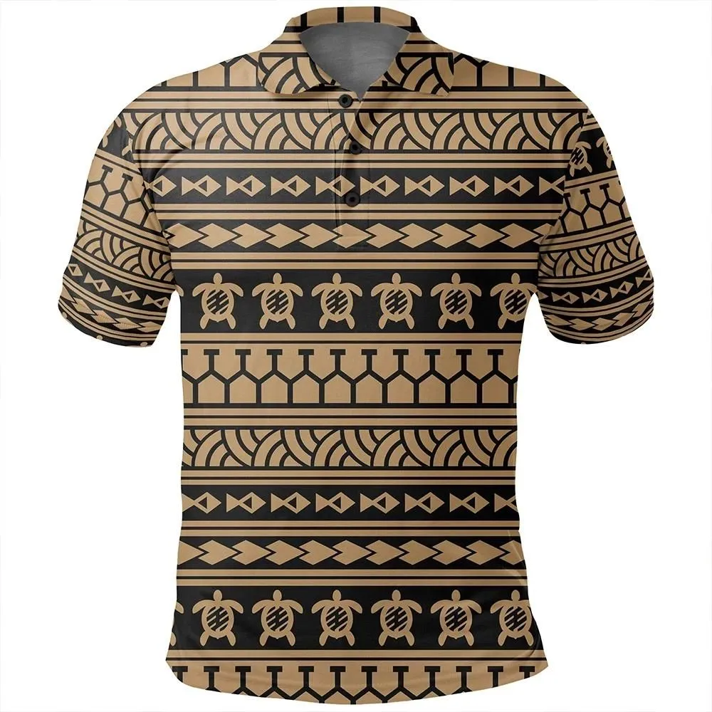 Alohawaii Shirt - Polynesian Tattoo Tribal Gold Polo Shirt - AH - JR