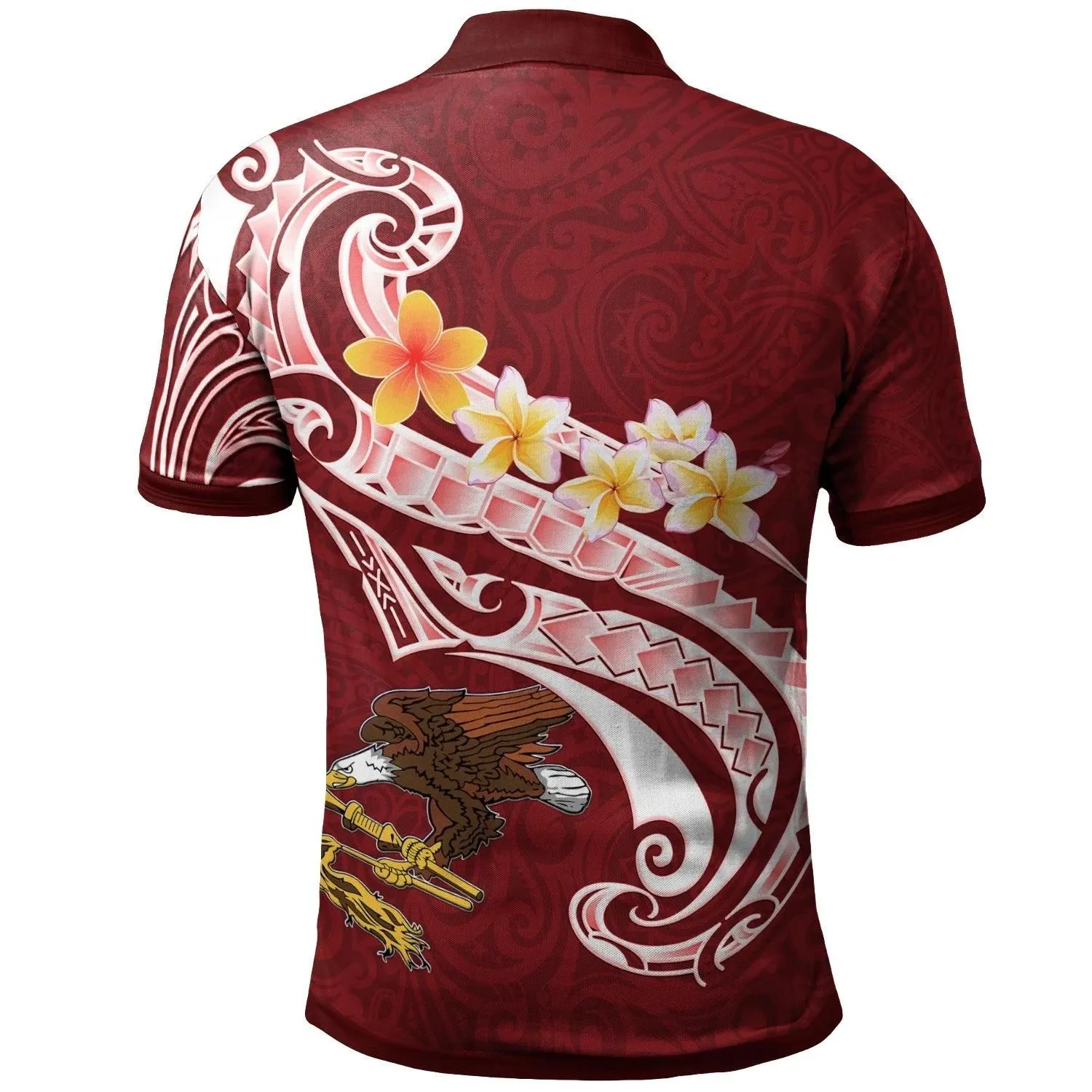 Alohawaii Shirt - Polo Shirt American Samoa - AS Seal Polynesian Patterns Plumeria - BN25