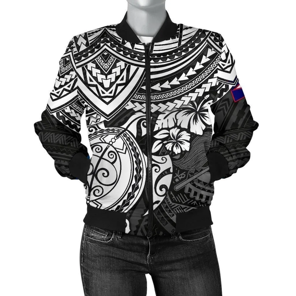 Alohawaii Jacket - Bomber Jacket American Samoa Polynesian - Black Turtle - BN15