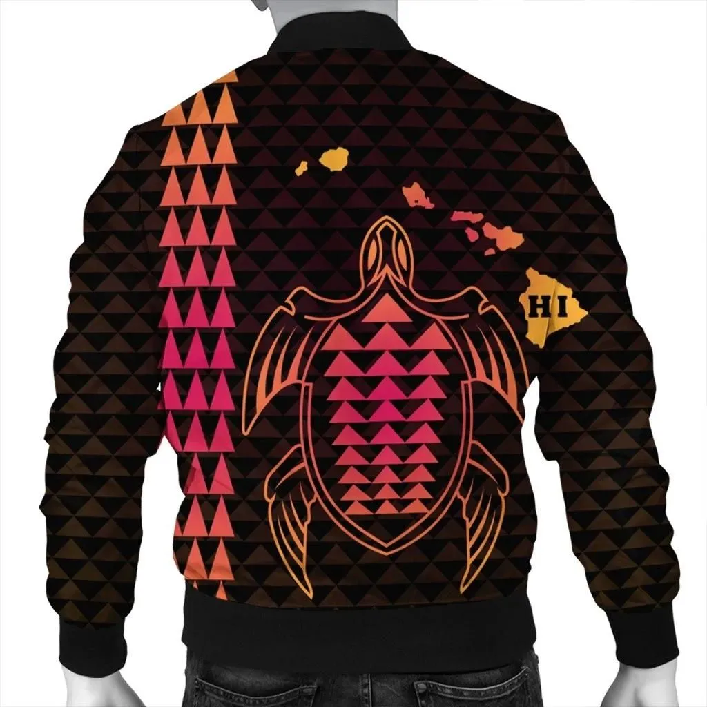 Alohawaii Jacket - Hawaiian Map Kakau Turtle Polynesian Bomber Jacket - Orange - AH - J4R