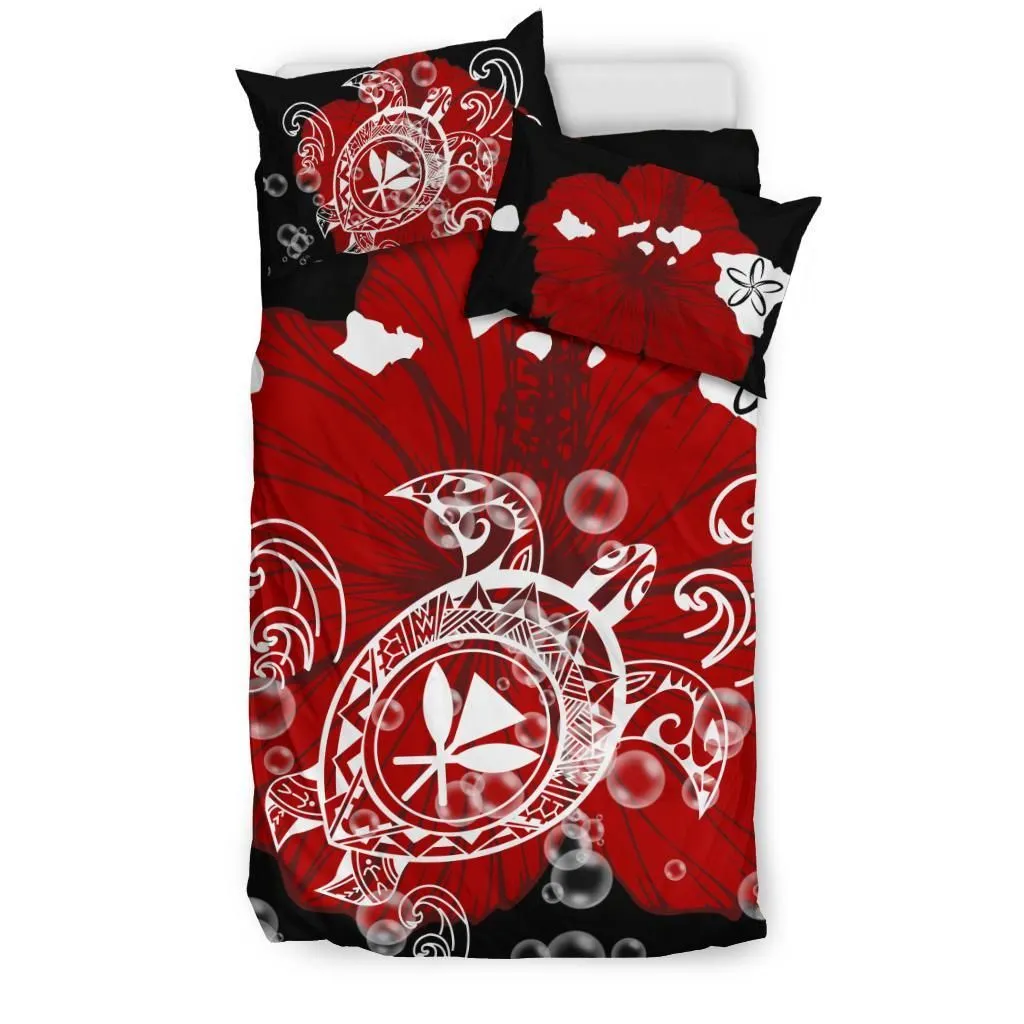 FamilyGater Bedding Set - Cover and Pillow Cases Hawaiian Map Turtle Hibiscus Polynesian - AH J9