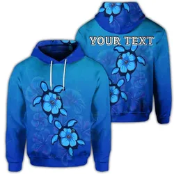 Alohawaii Hoodie - (Personalised) Hawaiian Blue Turtle and Hibiscus Polynesian Hoodie - AH - JR