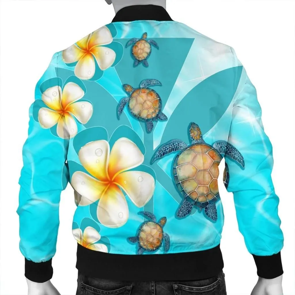 FamilyGater Jacket - Hawaii Turtle Plumeria Kanaka Ocean Bomber Jacket - AH - J4R
