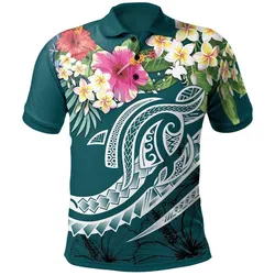 Papua New Guinea Polynesian Polo Shirt - Summer Plumeria Turquoise
