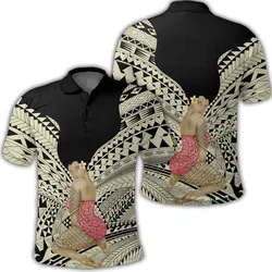 Hawaii Polynesian Hula Girl Wearing Plumeria Polo Shirt