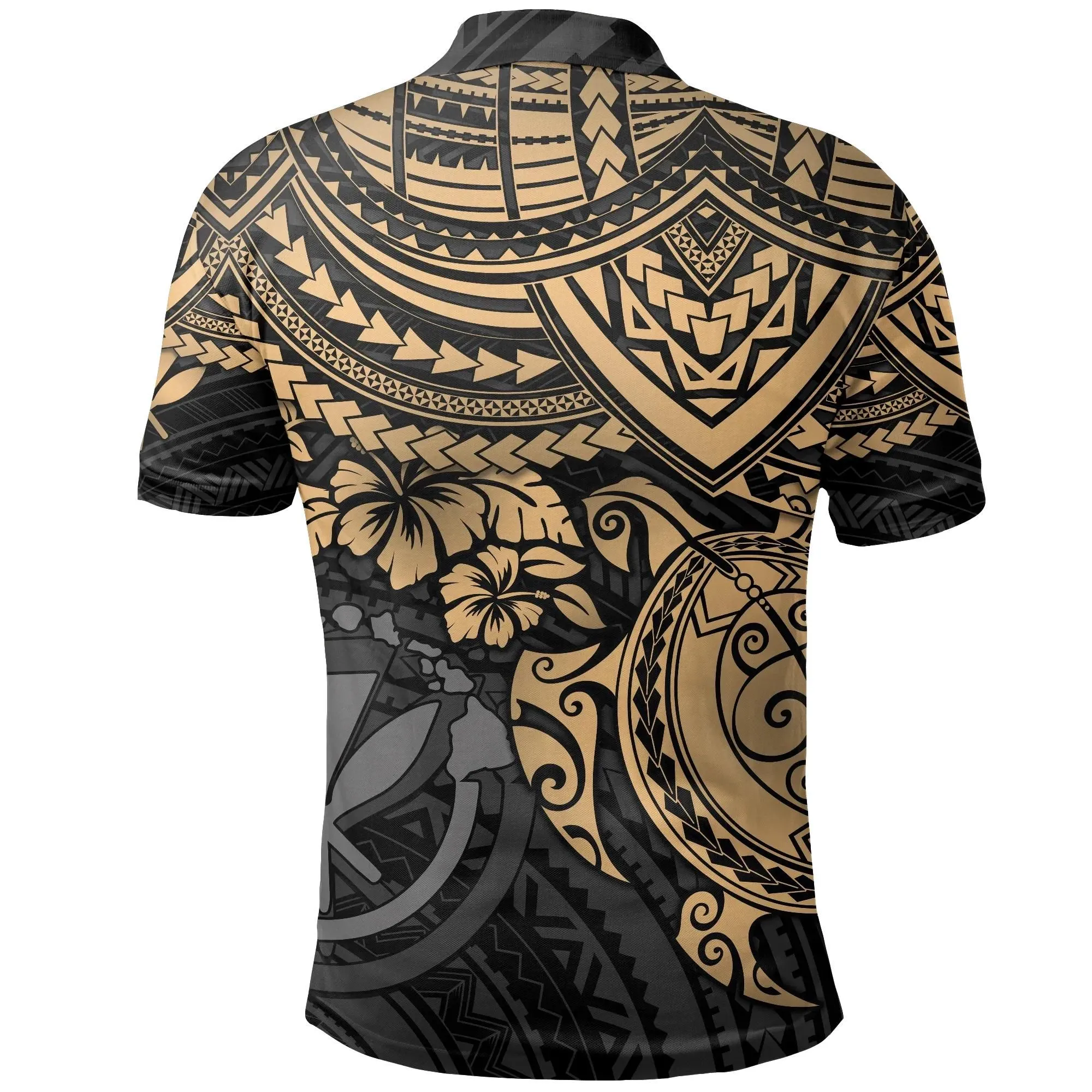 Hawaii Polynesian Polo Shirt, Turtle Hibiscus Golf Shirt BN1518