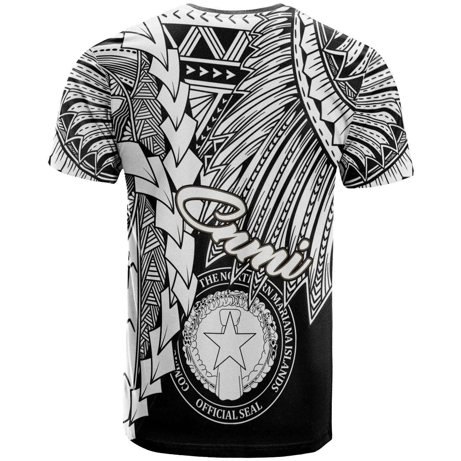 Northern Mariana Islands Polynesian T-Shirt - Tribal Wave Tattoo White