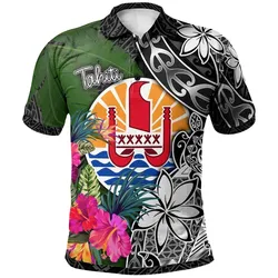 Tahiti Polo Shirt - Turtle Plumeria Banana Leaf