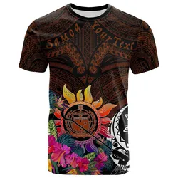 Custom Personalised Polynesian T-Shirt - Coat Of Arm with Flowers & Polynesian Patterns