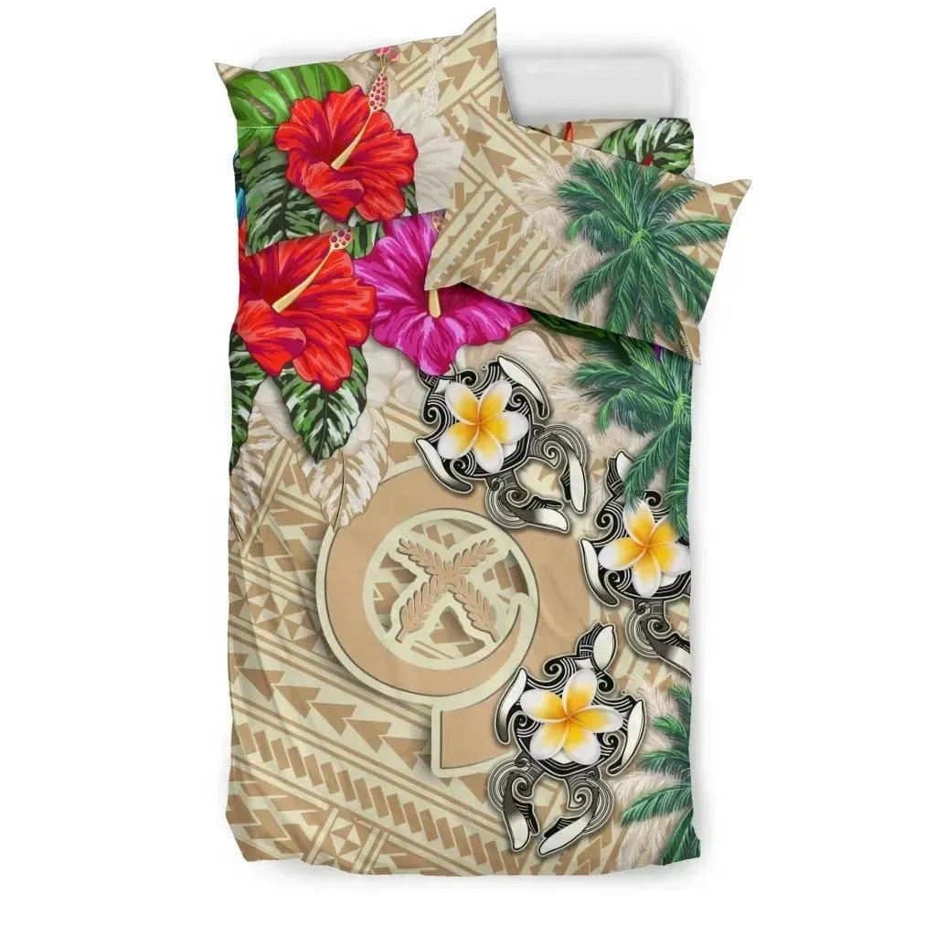 Vanuatu Bedding Set - Hibiscus Turtle Tattoo Beige A02