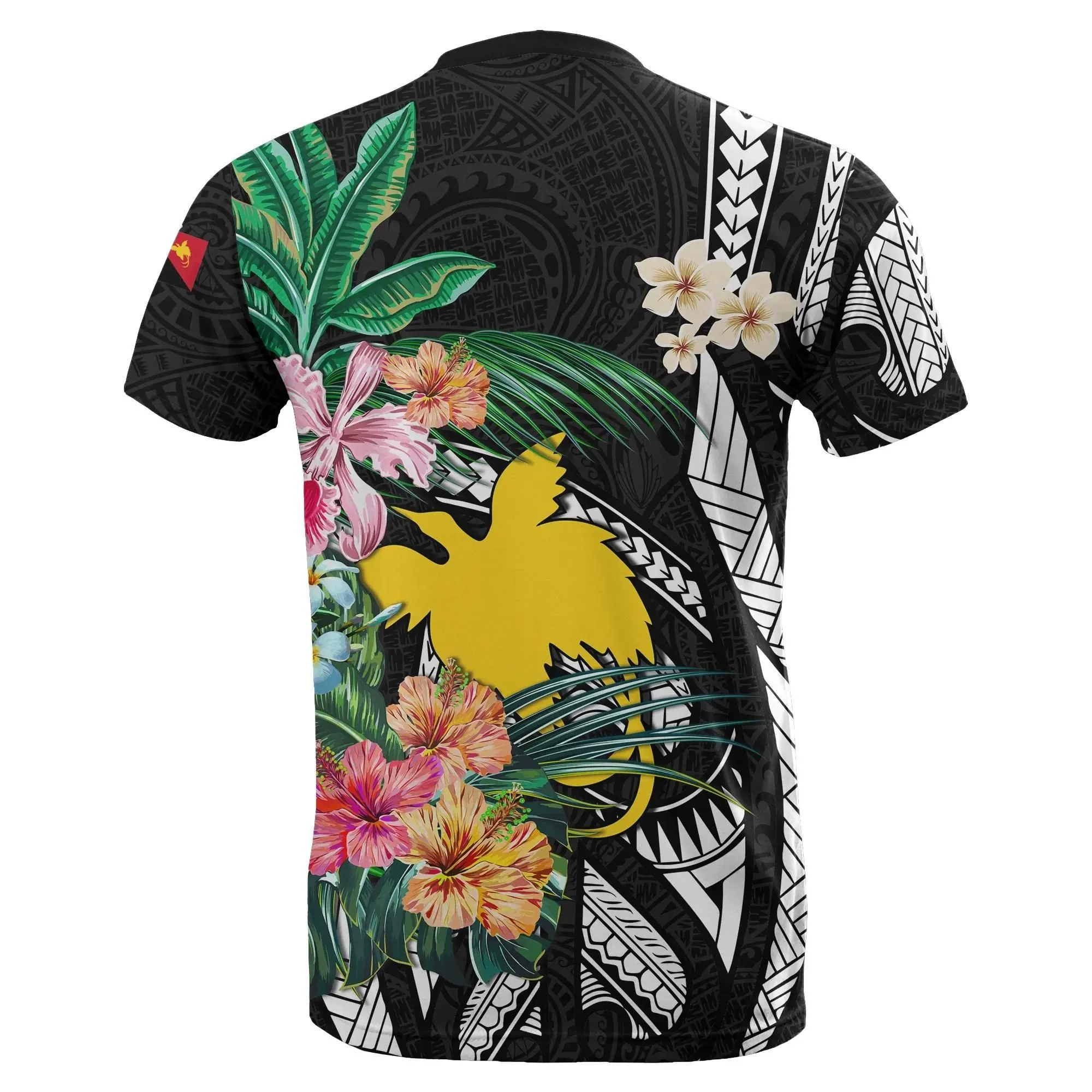 Papua New Guinea T-Shirt Coat Of Arms Polynesian With Hibiscus TH5
