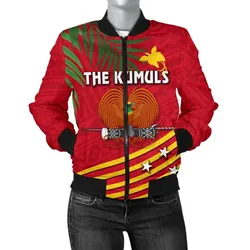 Papua New Guinea Rugby Women Bomber Jacket Coconut Leaves - The Kumuls