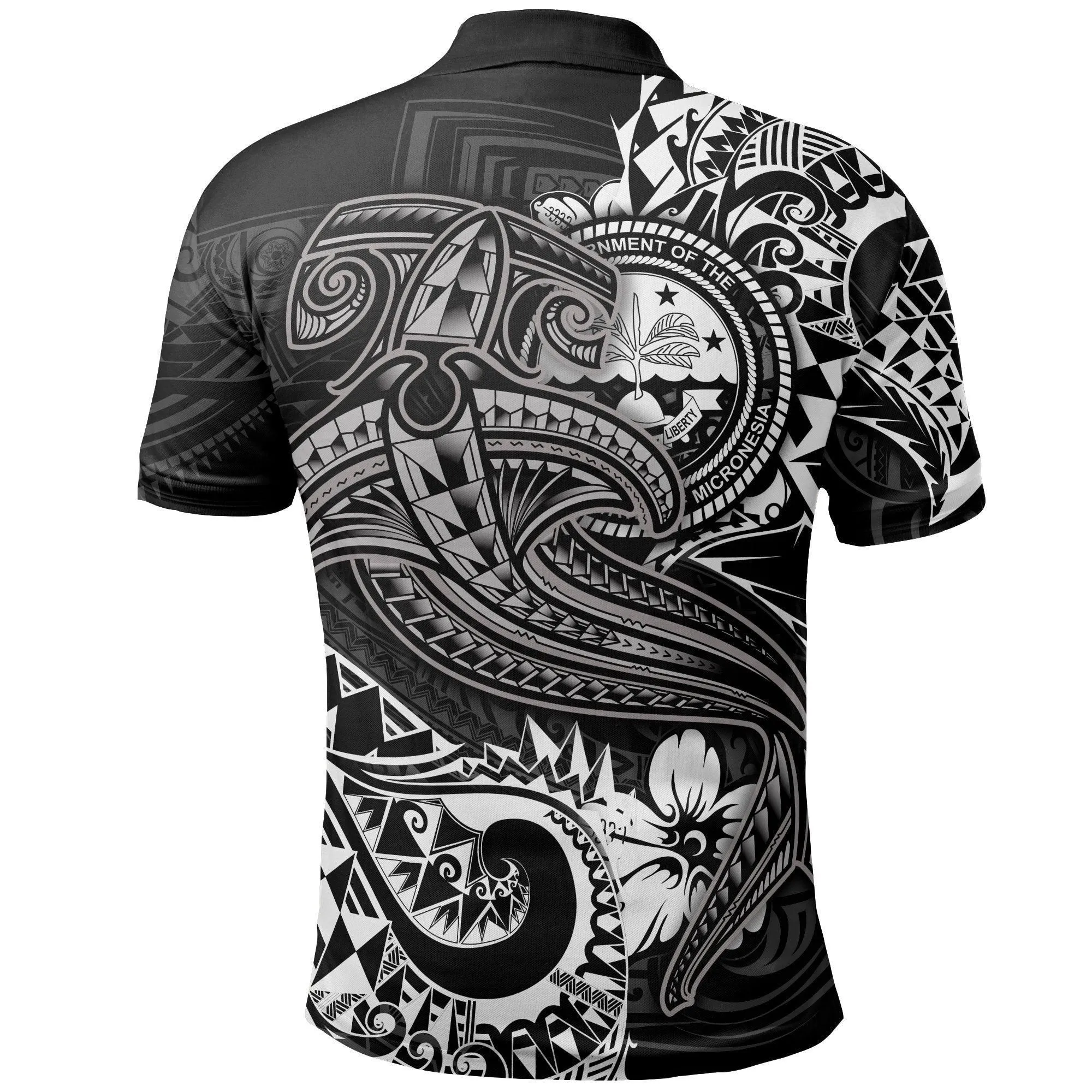 FSM Polo Shirt - White Shark Polynesian Tattoo